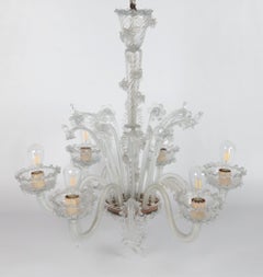 Six-arm Venetian Murano chandelier. Restored