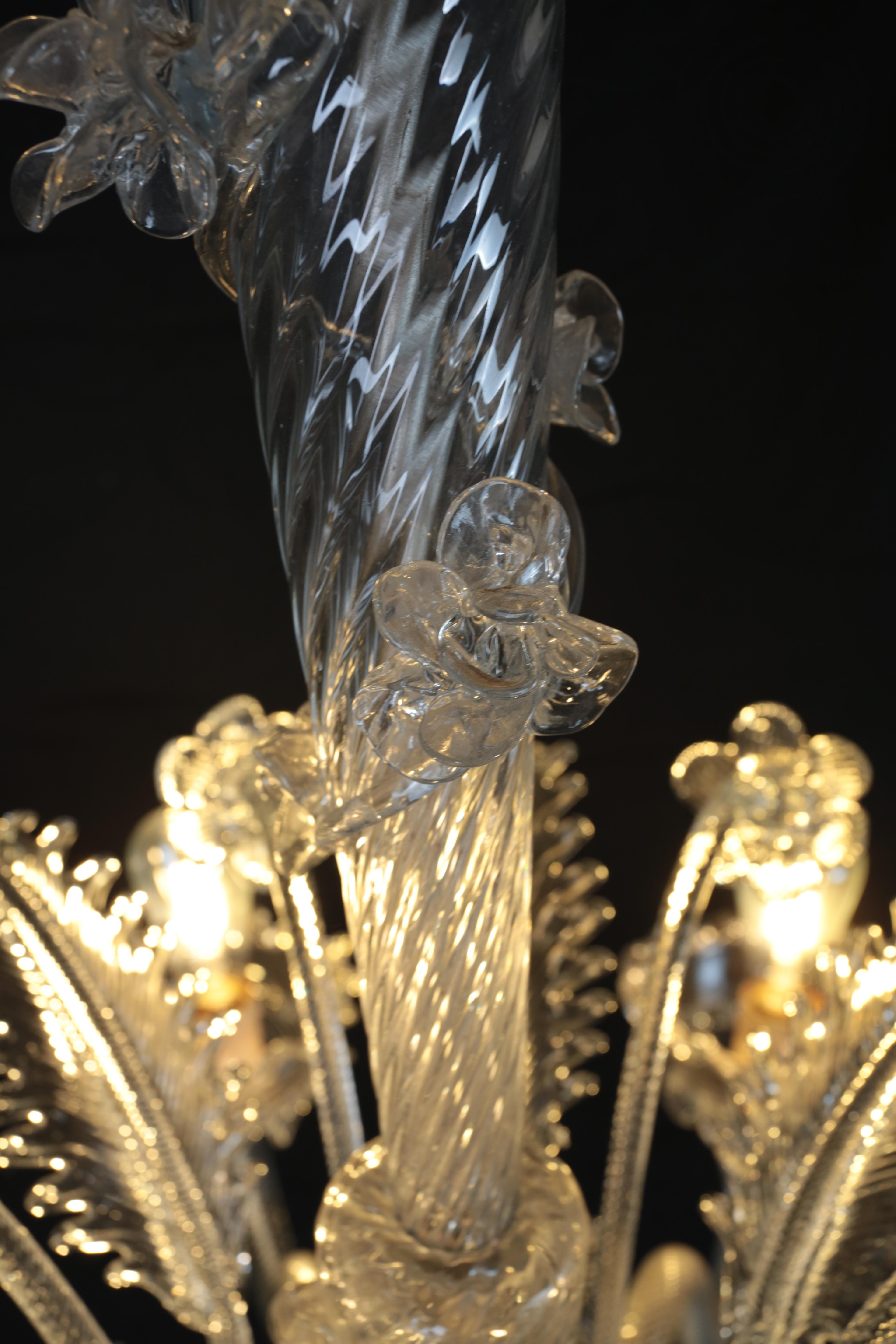 Murano Glass Six-arm Venetian Murano chandelier. Restored For Sale