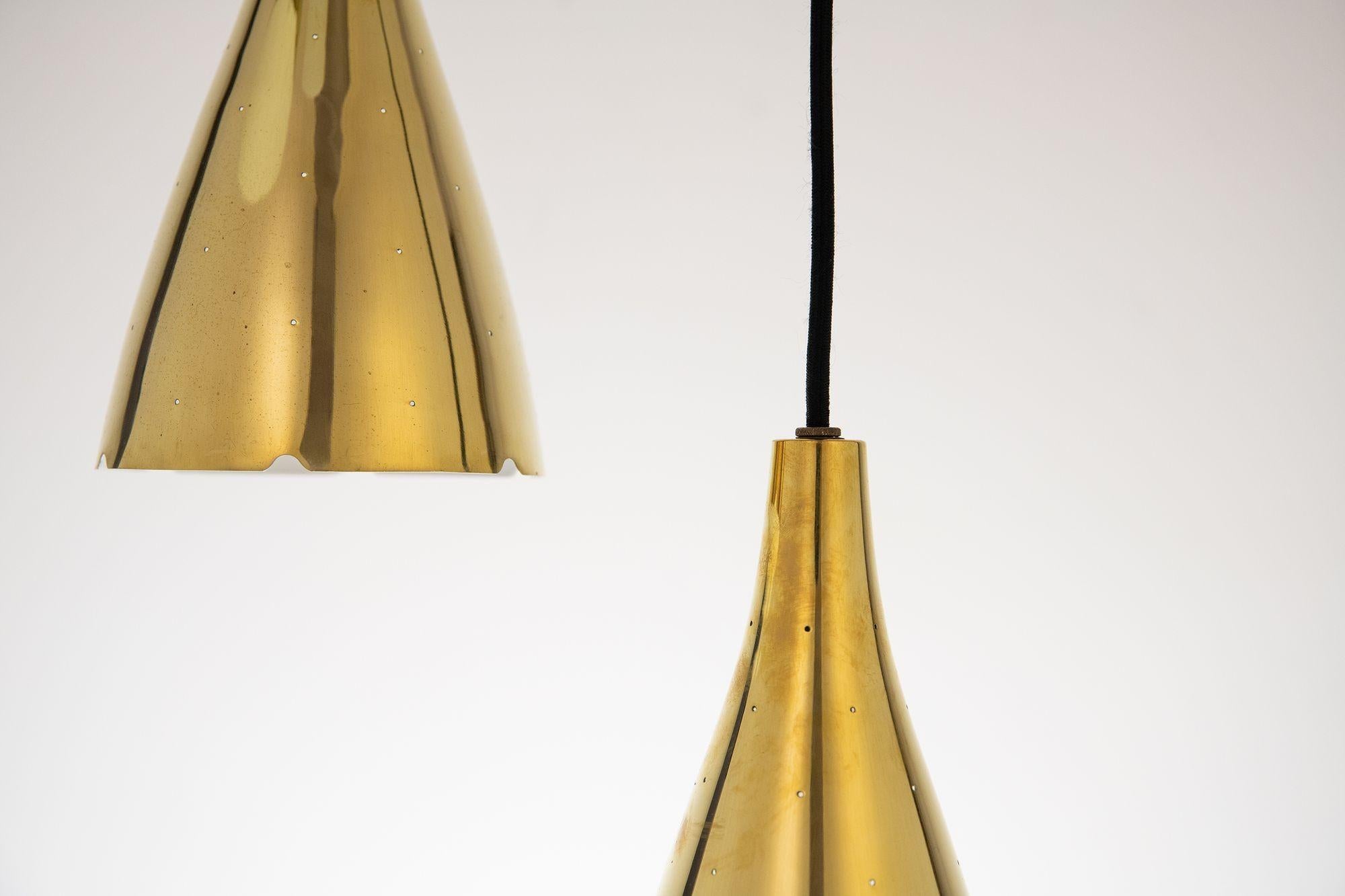 20th Century Six Armed Brass Pendant by Paavo Tynell for Taito Oy For Sale