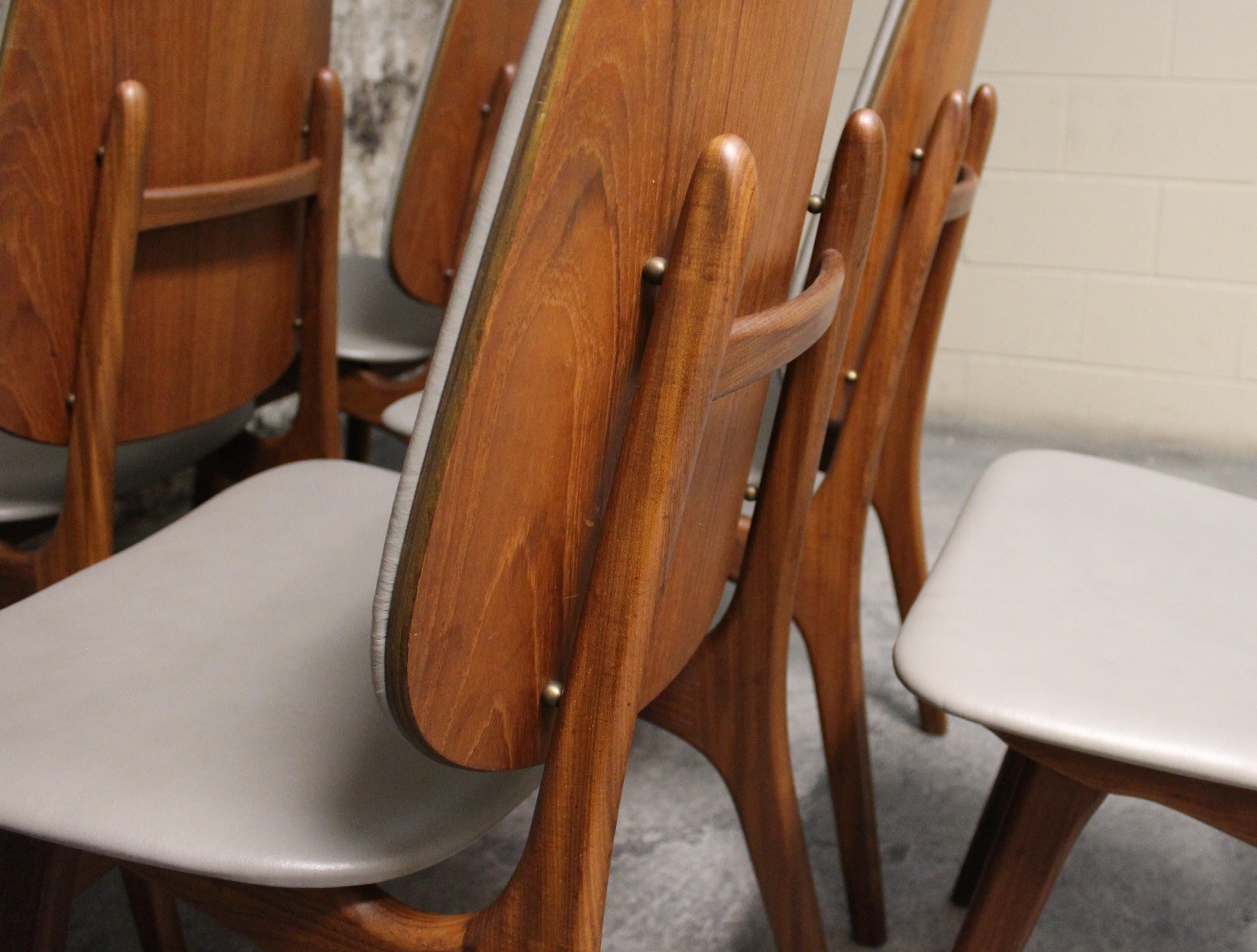 Six Arne Hovmand-Olsen Danish Teak Dining Chairs with Leather Upholstery 9
