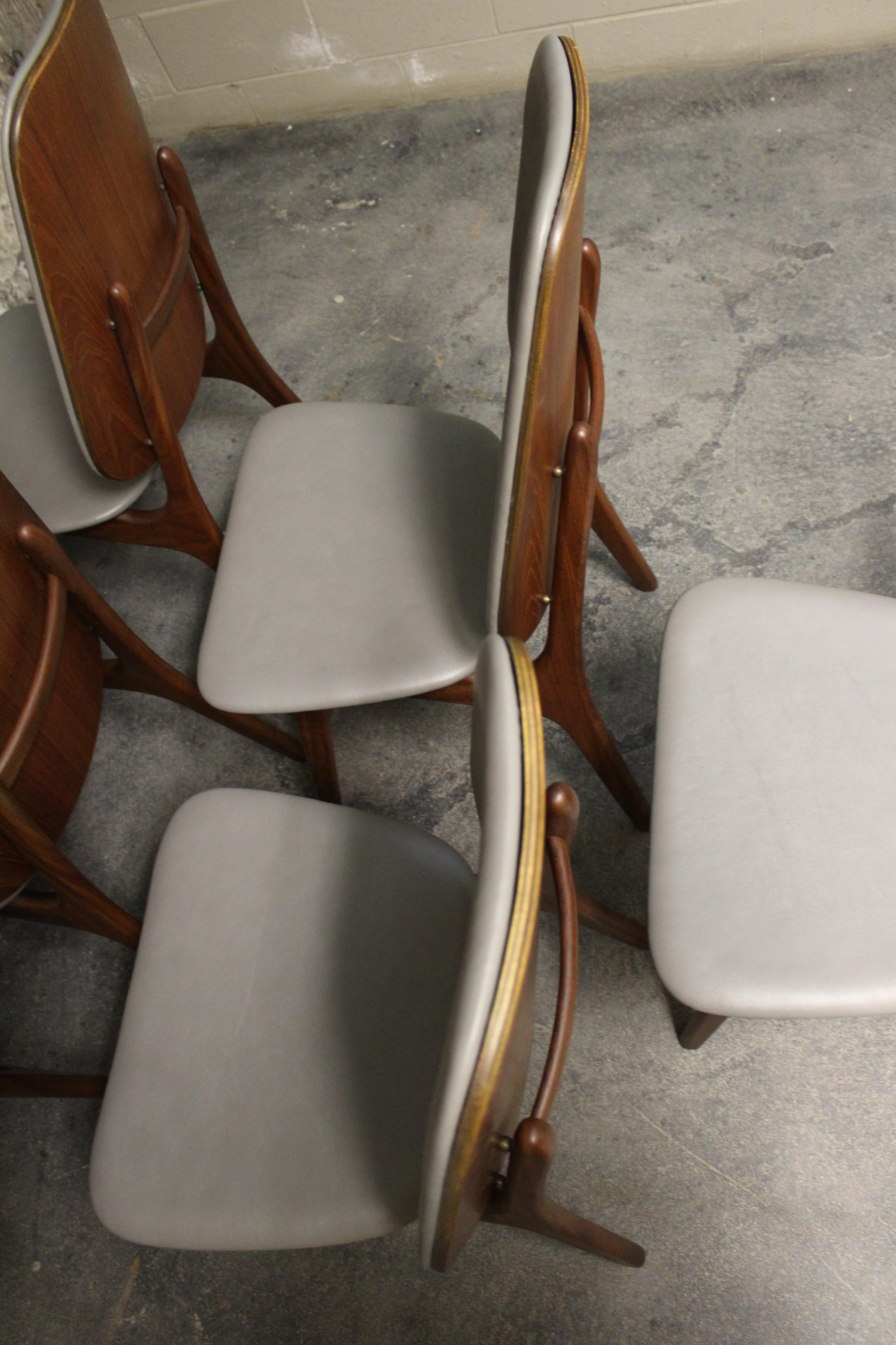 Six Arne Hovmand-Olsen Danish Teak Dining Chairs with Leather Upholstery 10