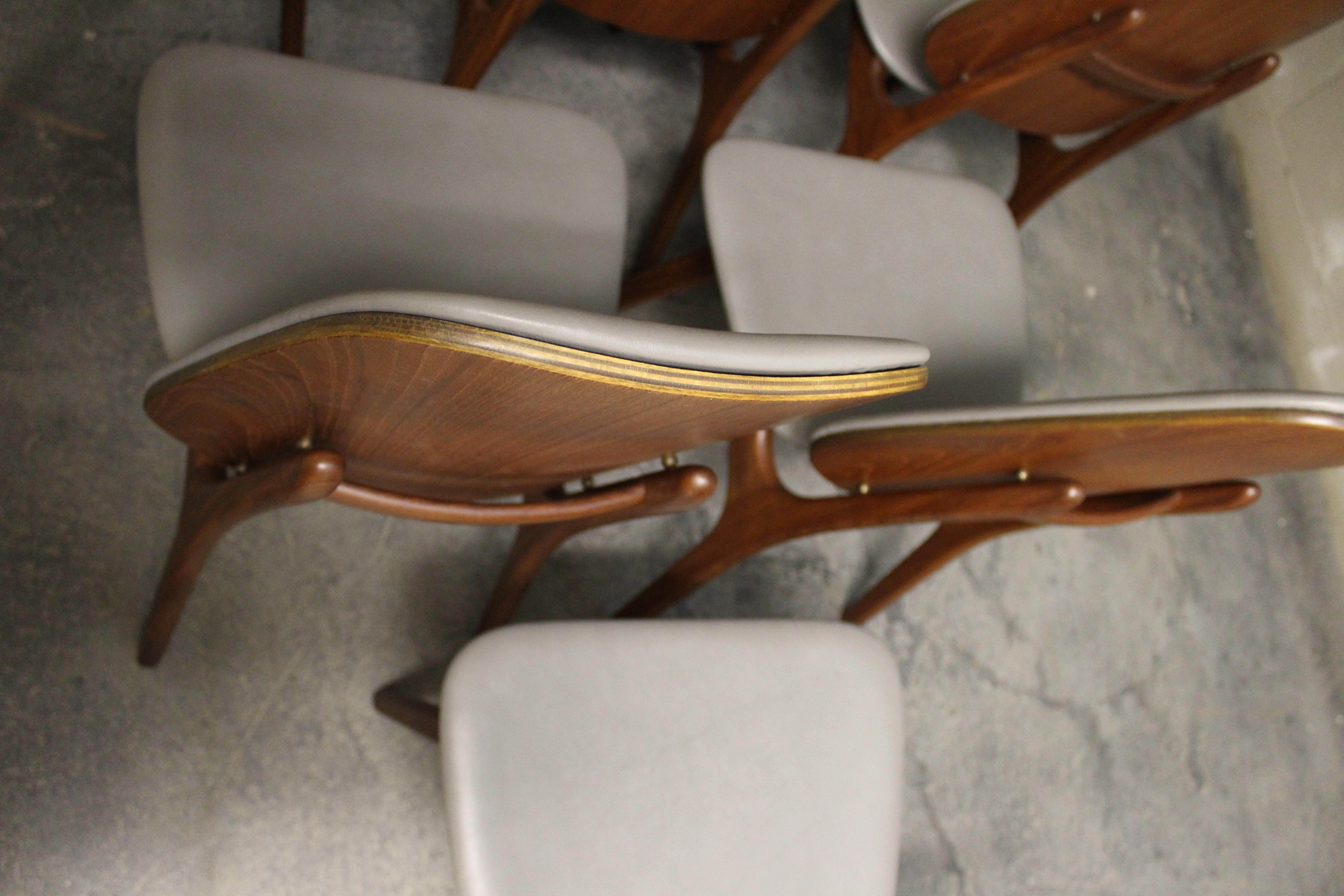 Six Arne Hovmand-Olsen Danish Teak Dining Chairs with Leather Upholstery 11