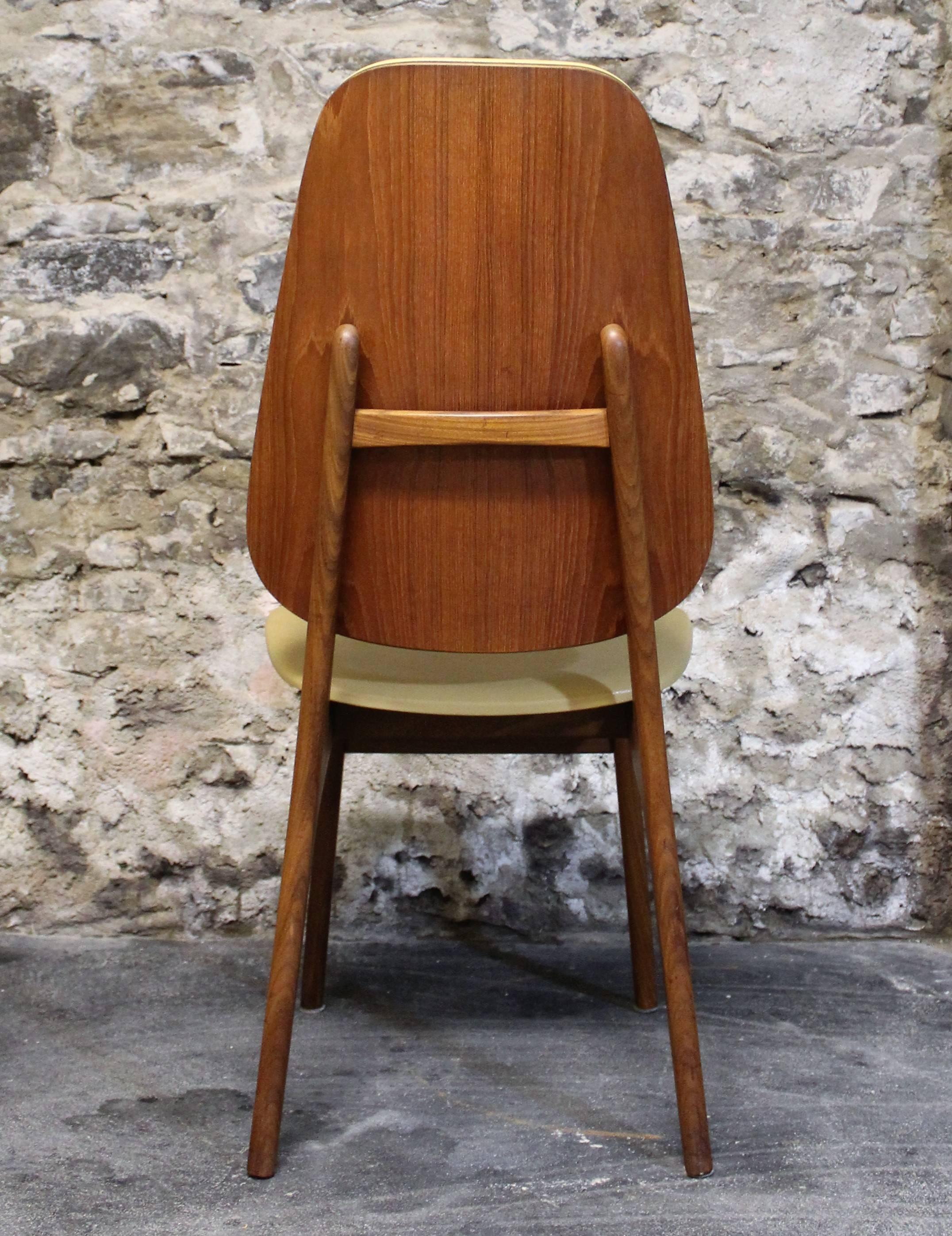 Scandinavian Modern Six Arne Hovmand-Olsen Danish Teak Dining Chairs with Leather Upholstery