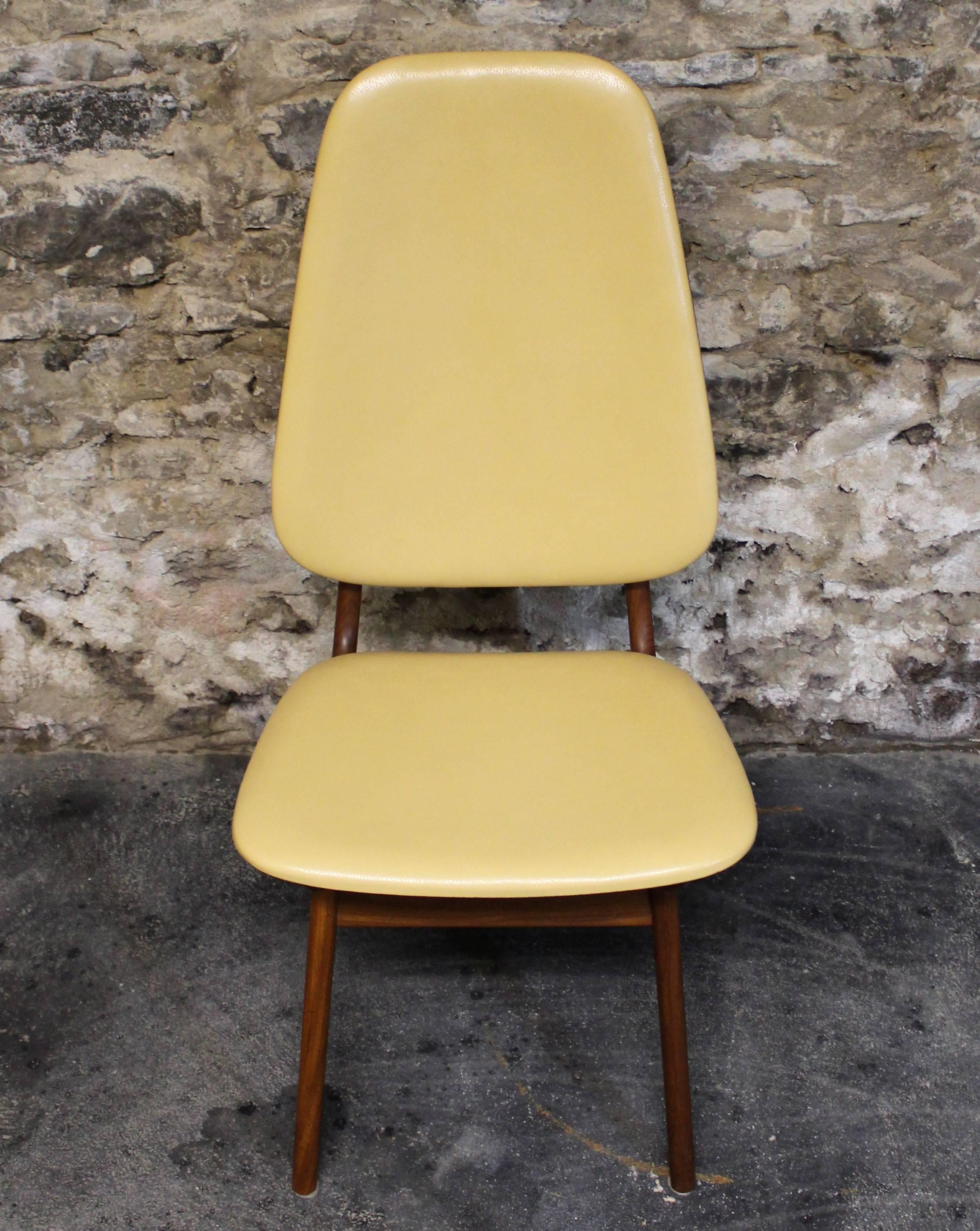 Scandinavian Modern Six Arne Hovmand-Olsen Danish Teak Dining Chairs with Leather Upholstery