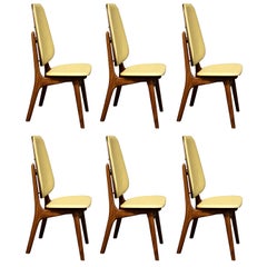 Six Arne Hovmand-Olsen Danish Teak Dining Chairs with Leather Upholstery