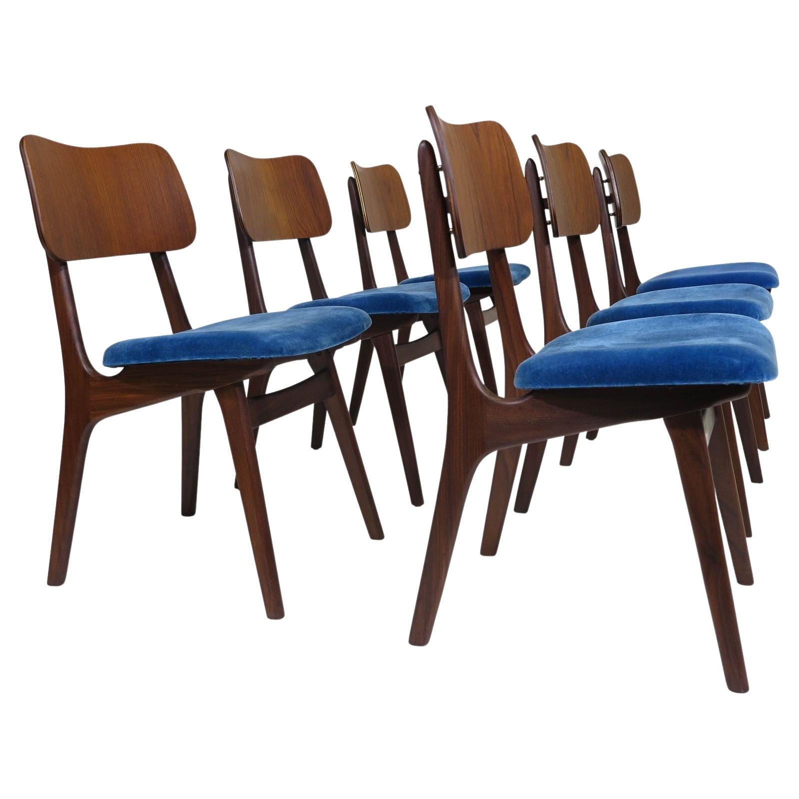 Six Arne Hovmand-Olsen Walnut and Teak Dining Chairs, 30 Available For Sale