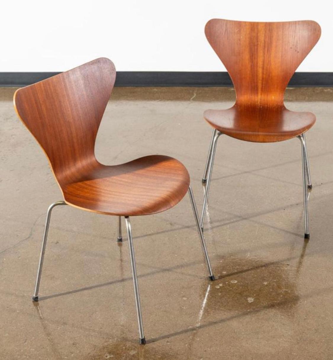 Danish Six Arne Jacobsen Series 7 Teak Dining Chairs