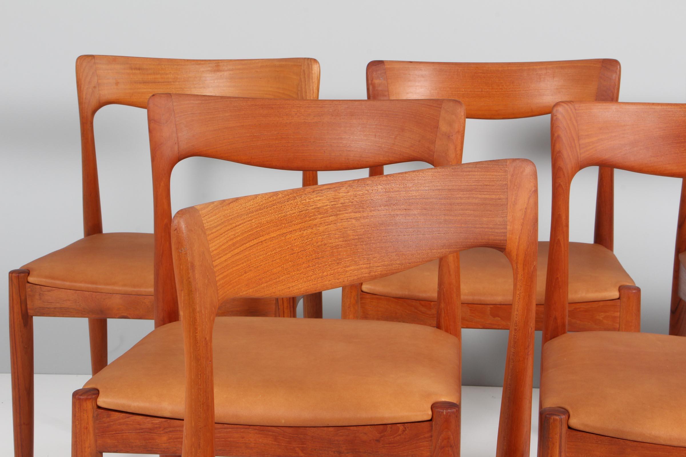 Scandinavian Modern Six Arne Vodder Dining Chairs, Solid Teak