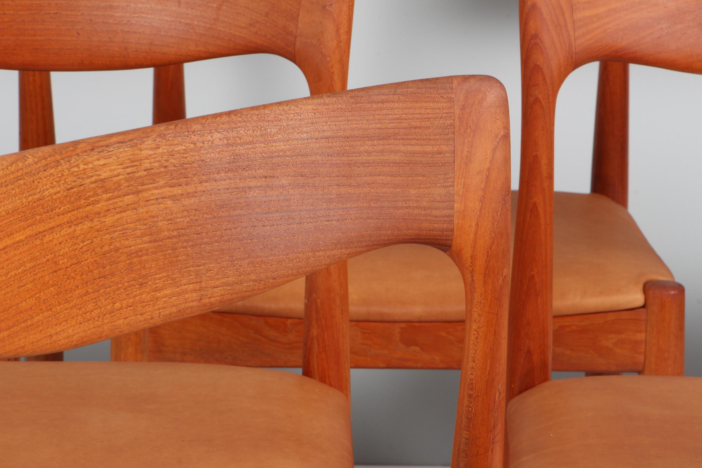 Mid-20th Century Six Arne Vodder Dining Chairs, Solid Teak