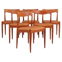 Six Arne Vodder Dining Chairs, Solid Teak