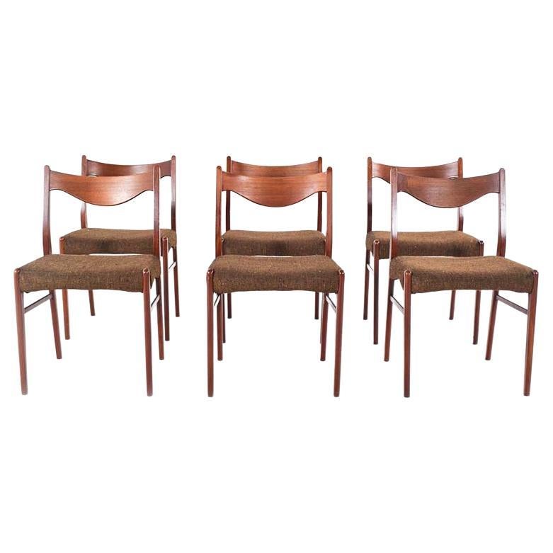 Mid Century Arne W. Iversen Gs60 Dining Chairs in Teak for Glyngore Stolefabrik For Sale