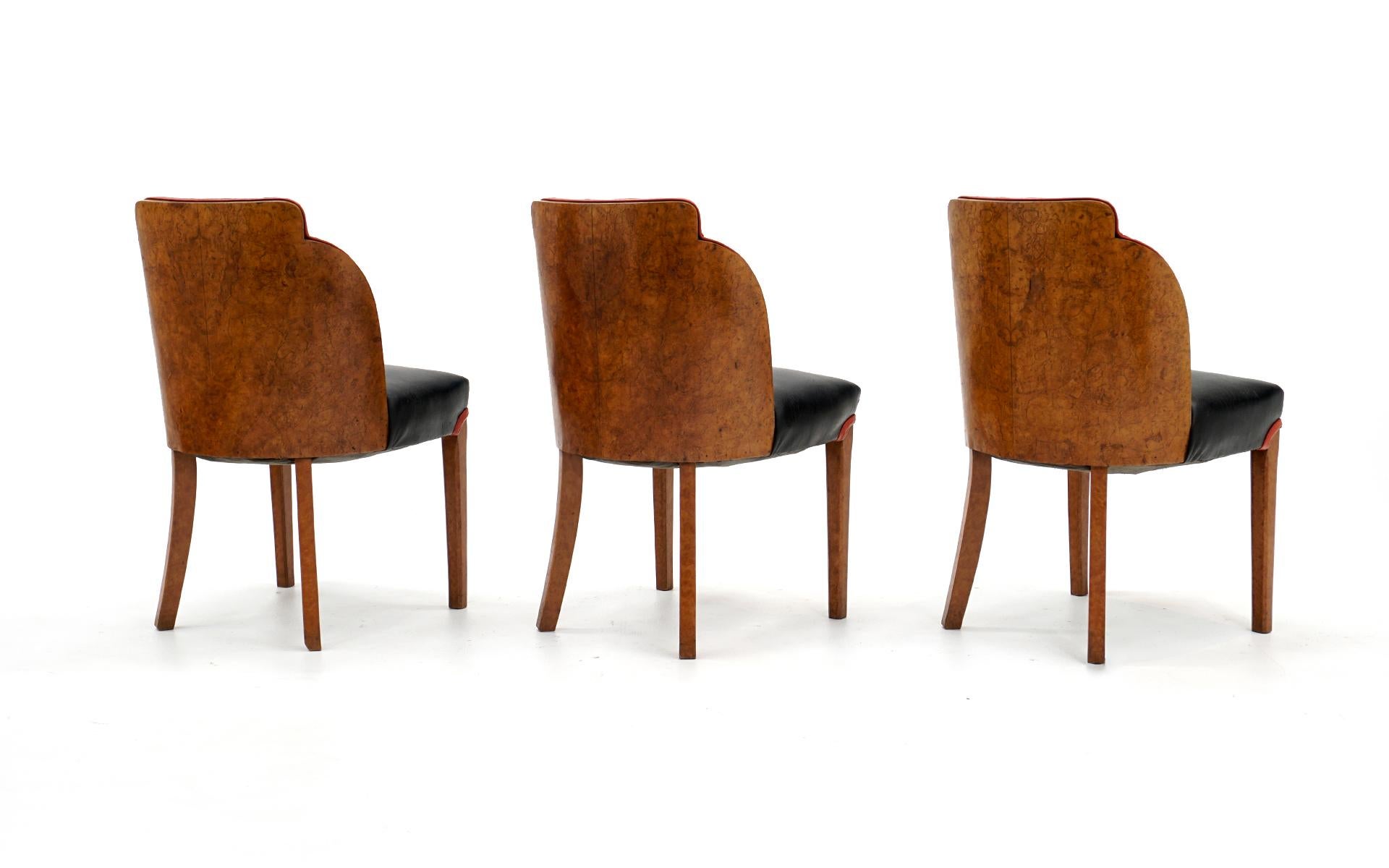 English Six Art Deco Cloud Dining Chairs by Harry & Lou Epstein, England Black with Burl