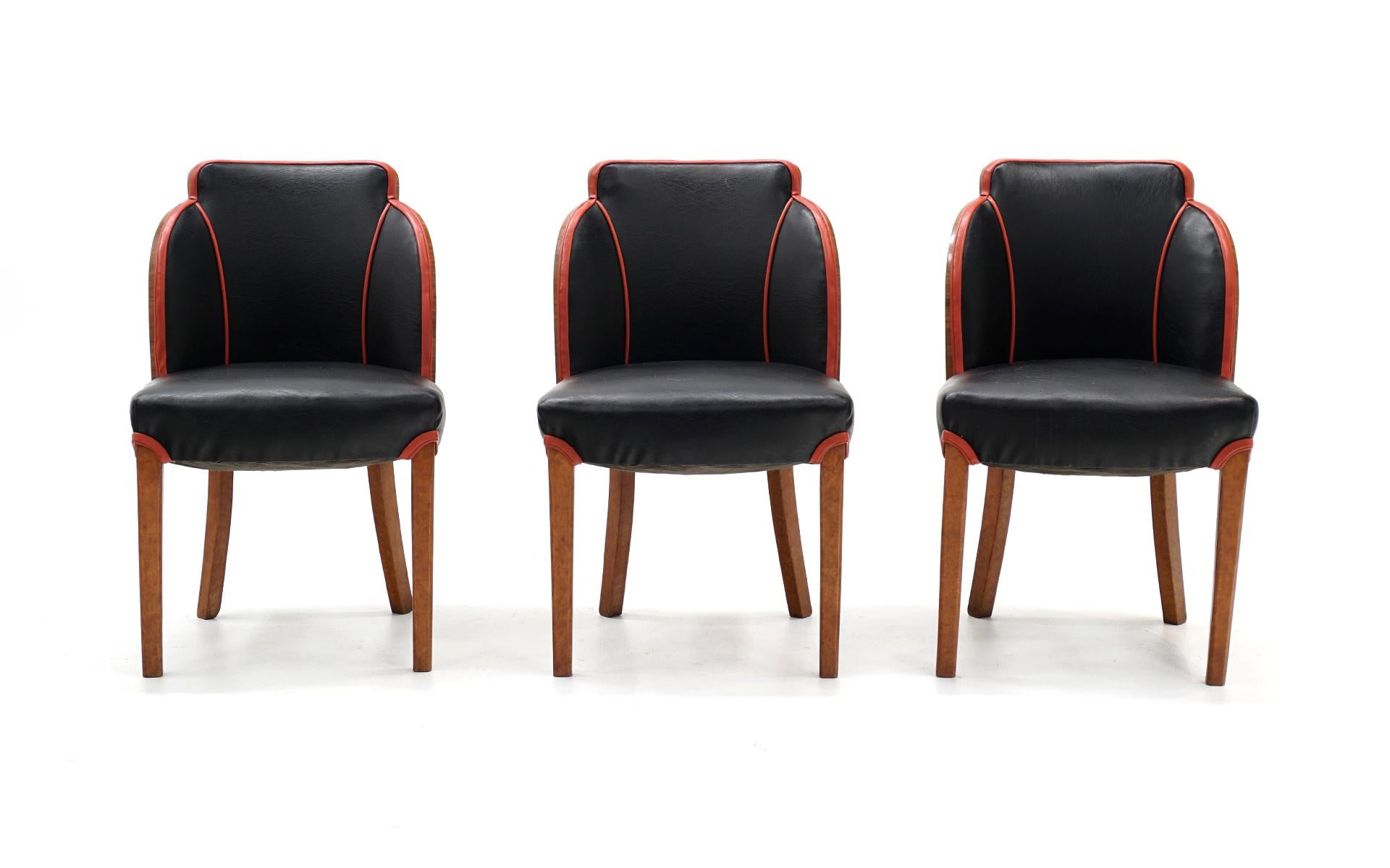 Mid-20th Century Six Art Deco Cloud Dining Chairs by Harry & Lou Epstein, England Black with Burl