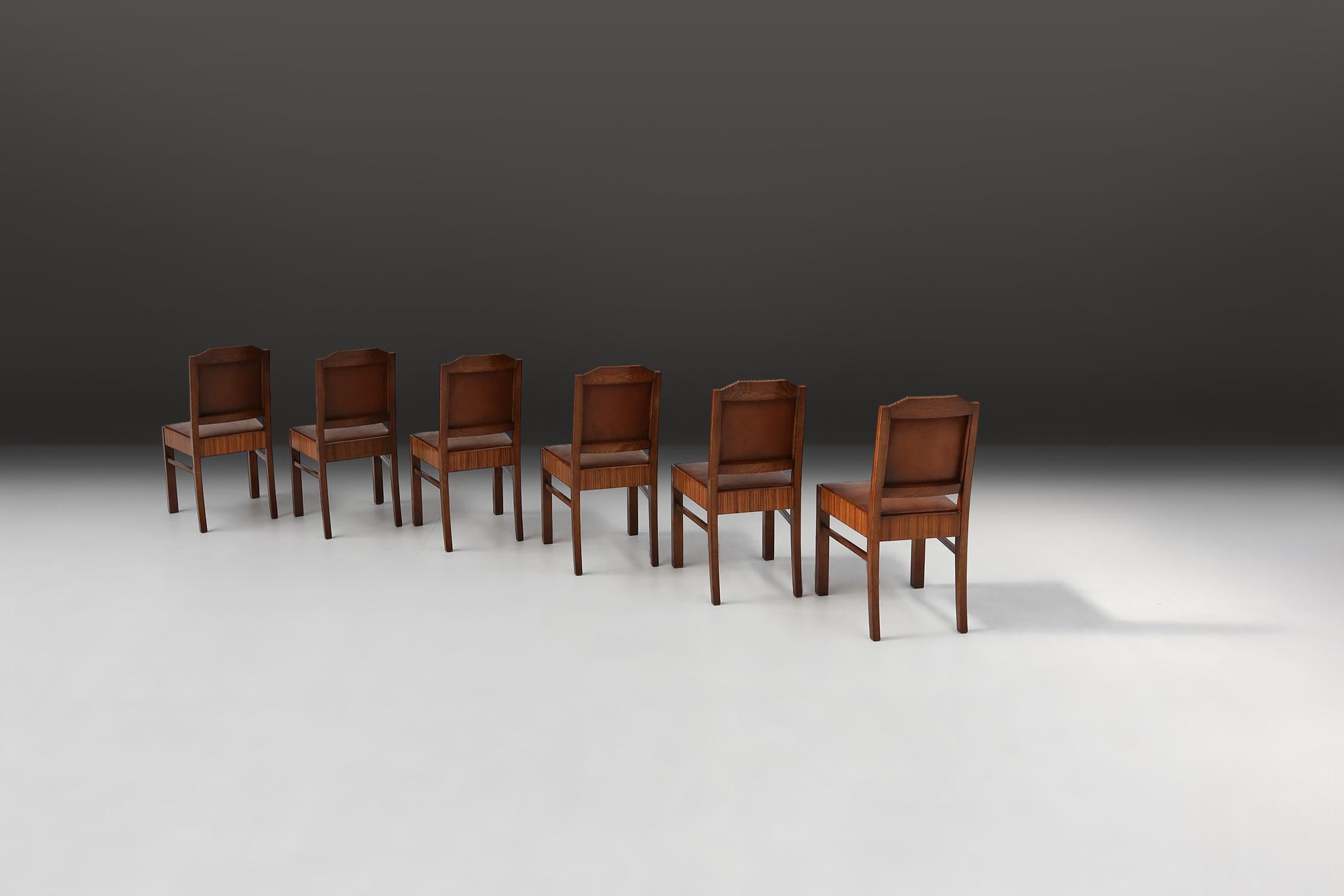 Six Art Deco Dining Chairs by De Coene, circa 1930 In Good Condition In Meulebeke, BE