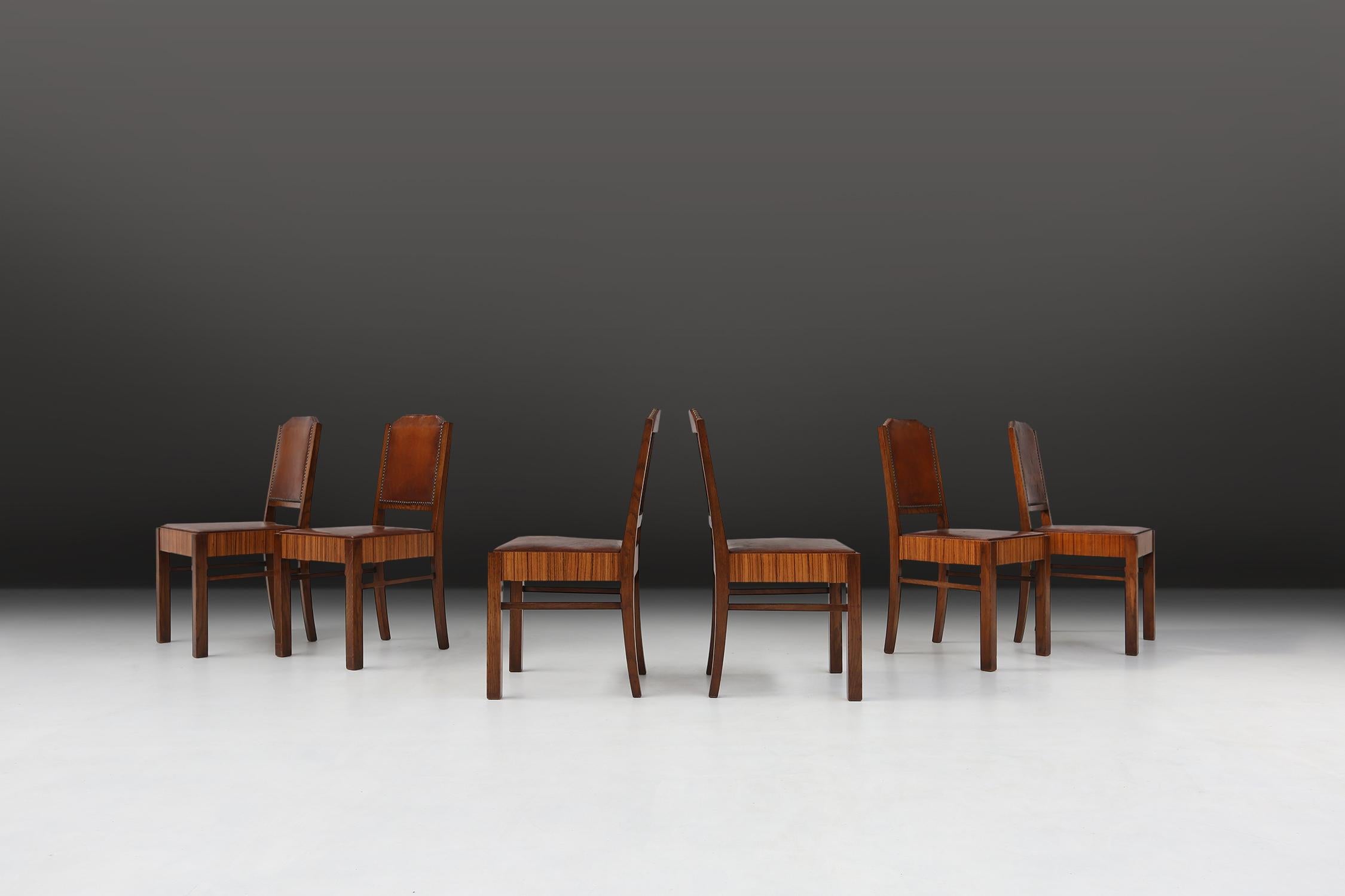 Mid-20th Century Six Art Deco Dining Chairs by De Coene, circa 1930