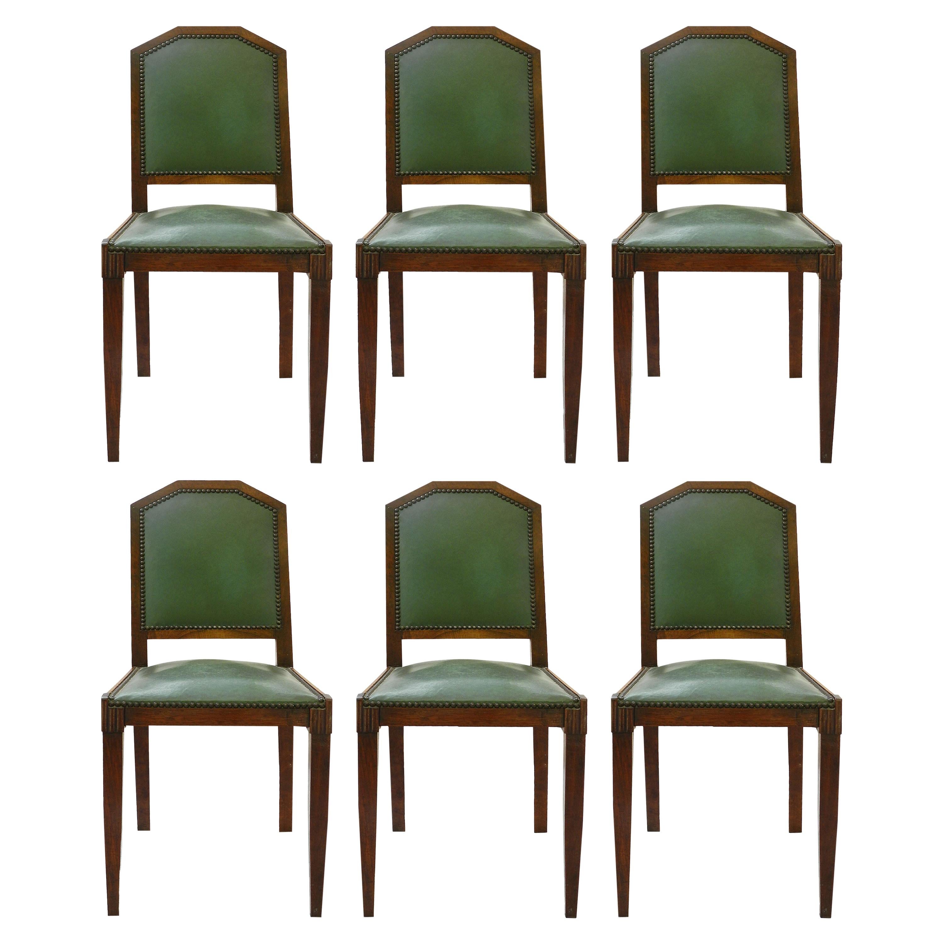 Six Art Deco Dining Chairs French circa 1930 Includes Recovering