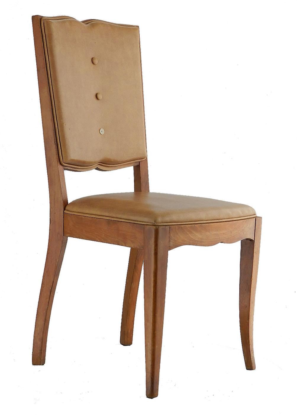 Mid-20th Century Six Art Deco Dining Chairs French Moustache Back to Restore or Customize