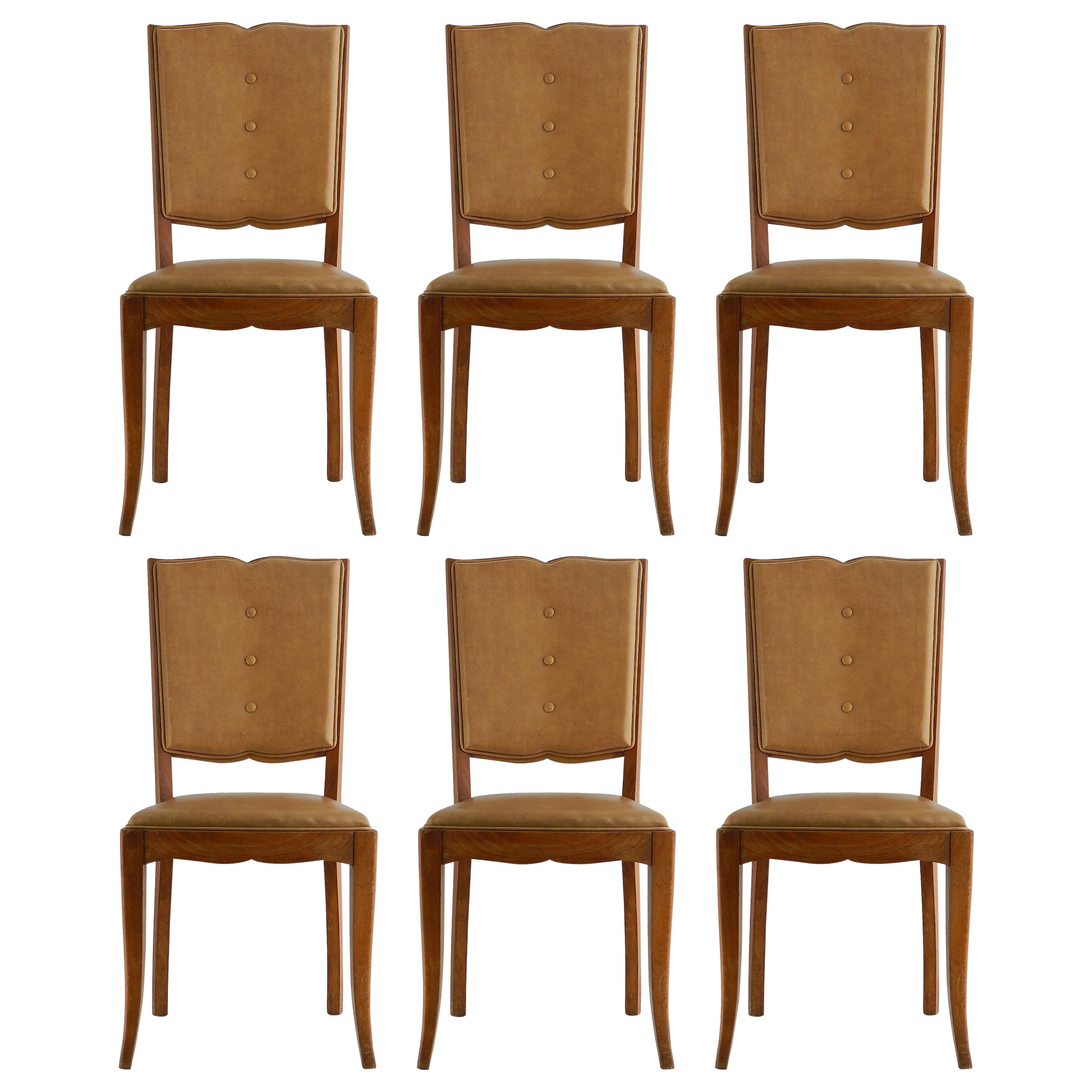 Six Art Deco Dining Chairs French Moustache Back to Restore or Customize