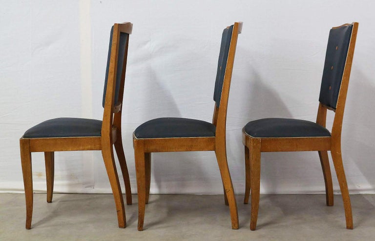 Six Art Deco Dining Chairs Moustache Back to Restore Recover French, circa 1930 In Good Condition For Sale In Labrit, Landes