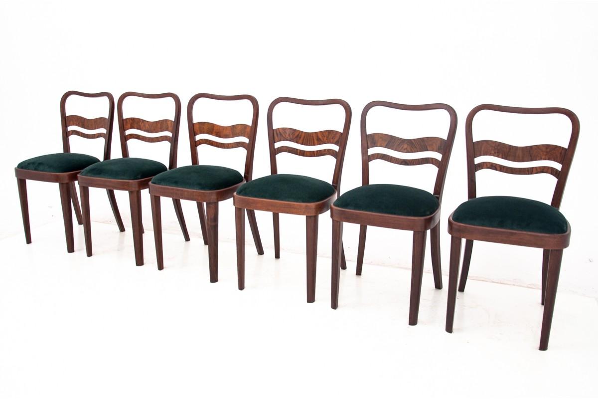 Walnut Six Art Deco Dining Room Chairs