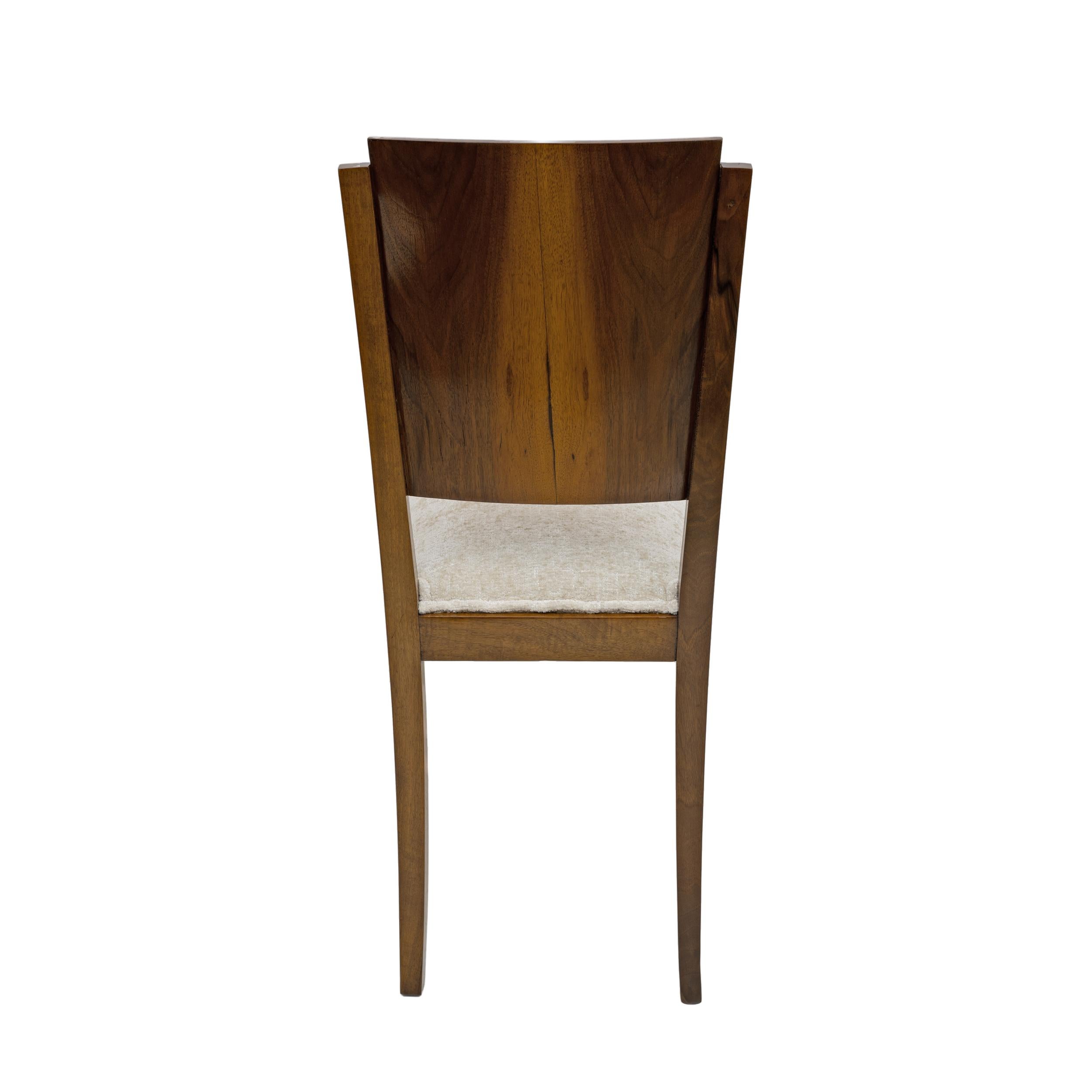 Six Art Dèco Italian Walnut Dining Chairs, 1940s For Sale 4