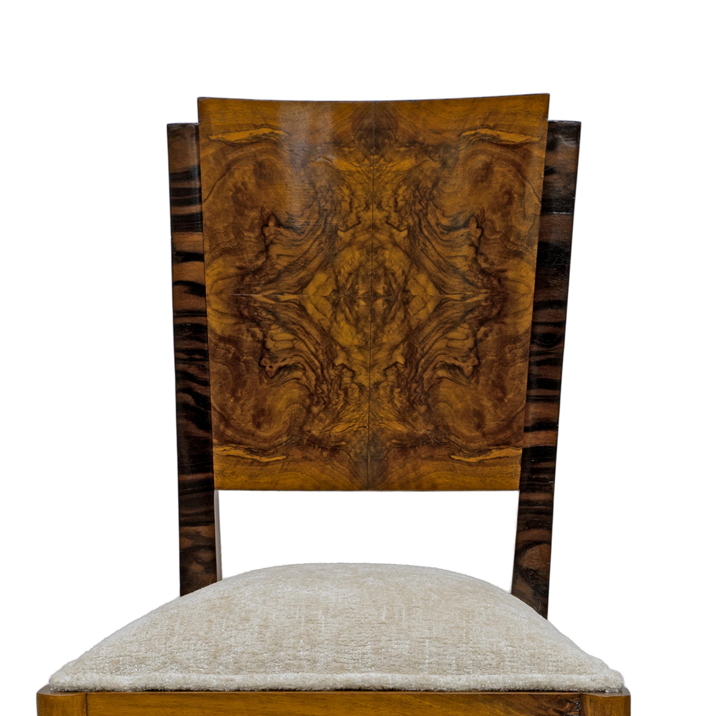 Six Art Dèco Italian Walnut Dining Chairs, 1940s For Sale 6