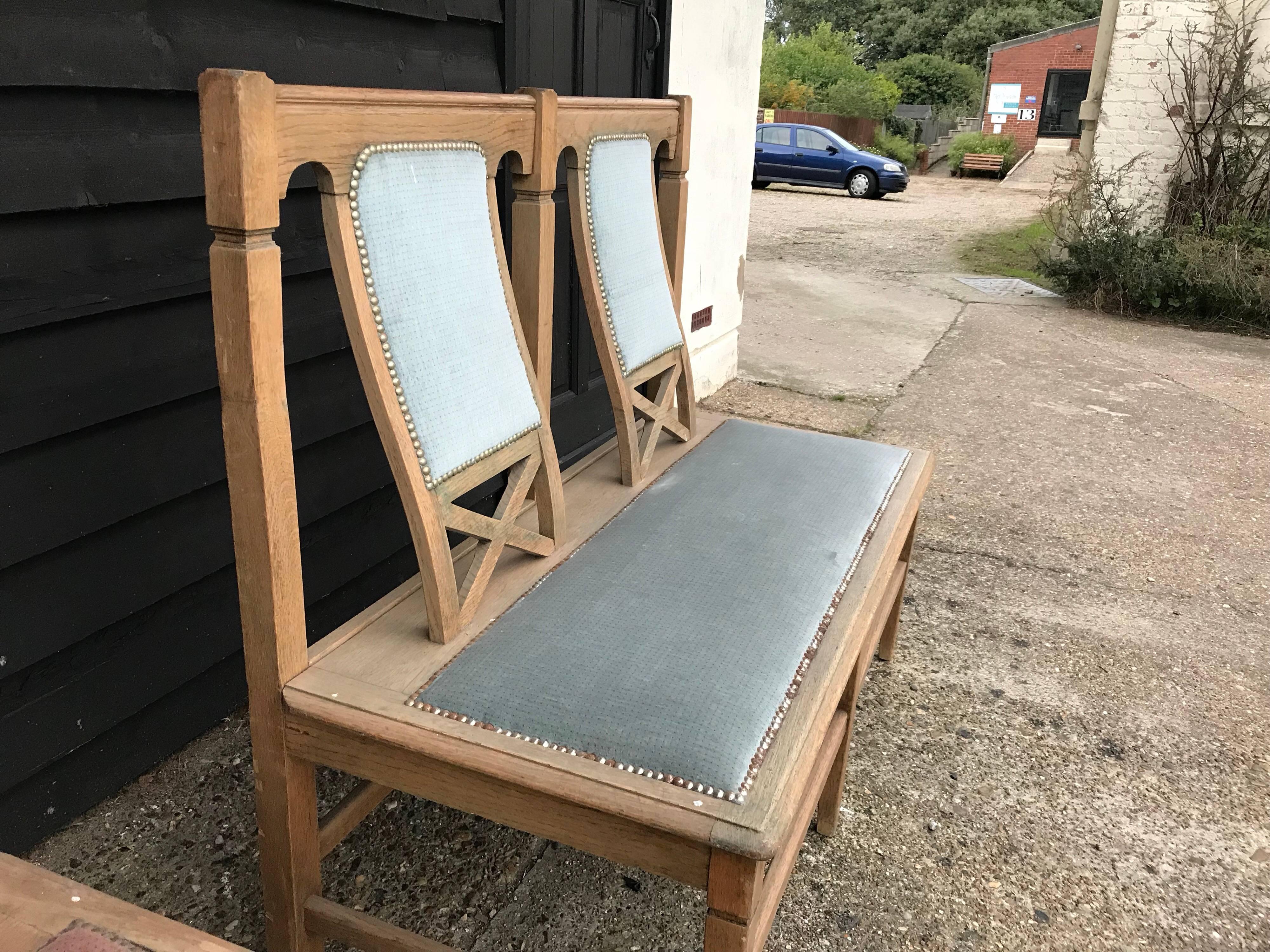 Hand-Crafted Six Arts & Crafts Matching Oak Cafe Settles or Loveseats with Shaped Back Rests