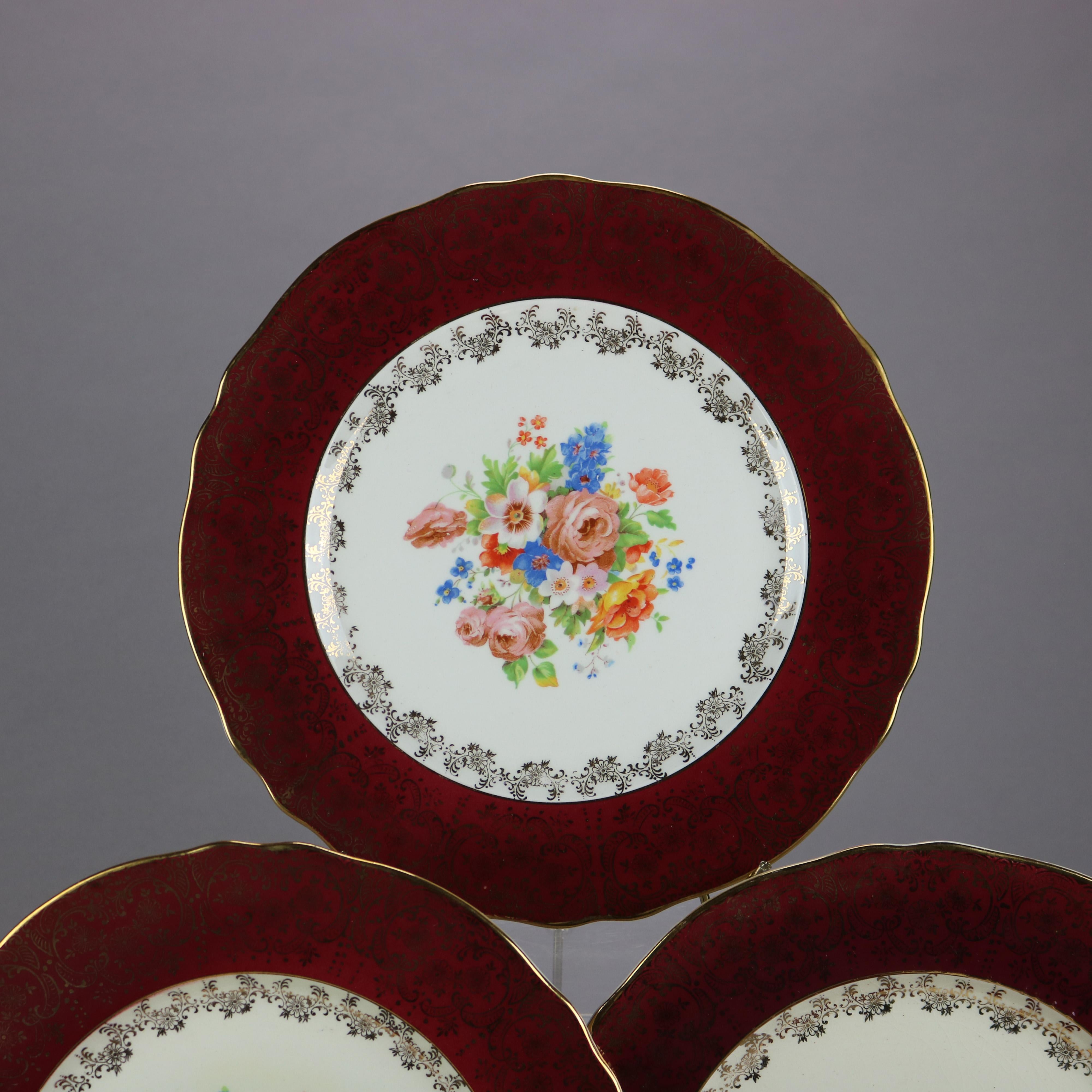 maroon dinner plates