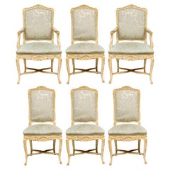 Six Aufrey Or Yale Burge Attributed  Carved Beechwood Dining Chairs
