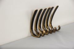 Six Austrian Brass Wall Hooks by Hertha Baller