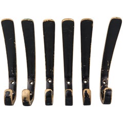 Six Austrian Brass Wall Hooks by Hertha Baller