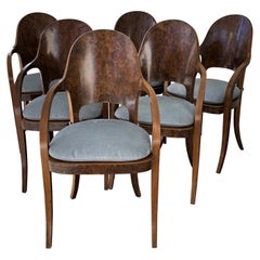 Six Austrian or Italian Walnut Dining Armchairs