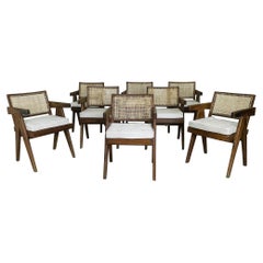 Six Authentic Pierre Jeanneret Office Arm Chairs, Mid-Century Modern