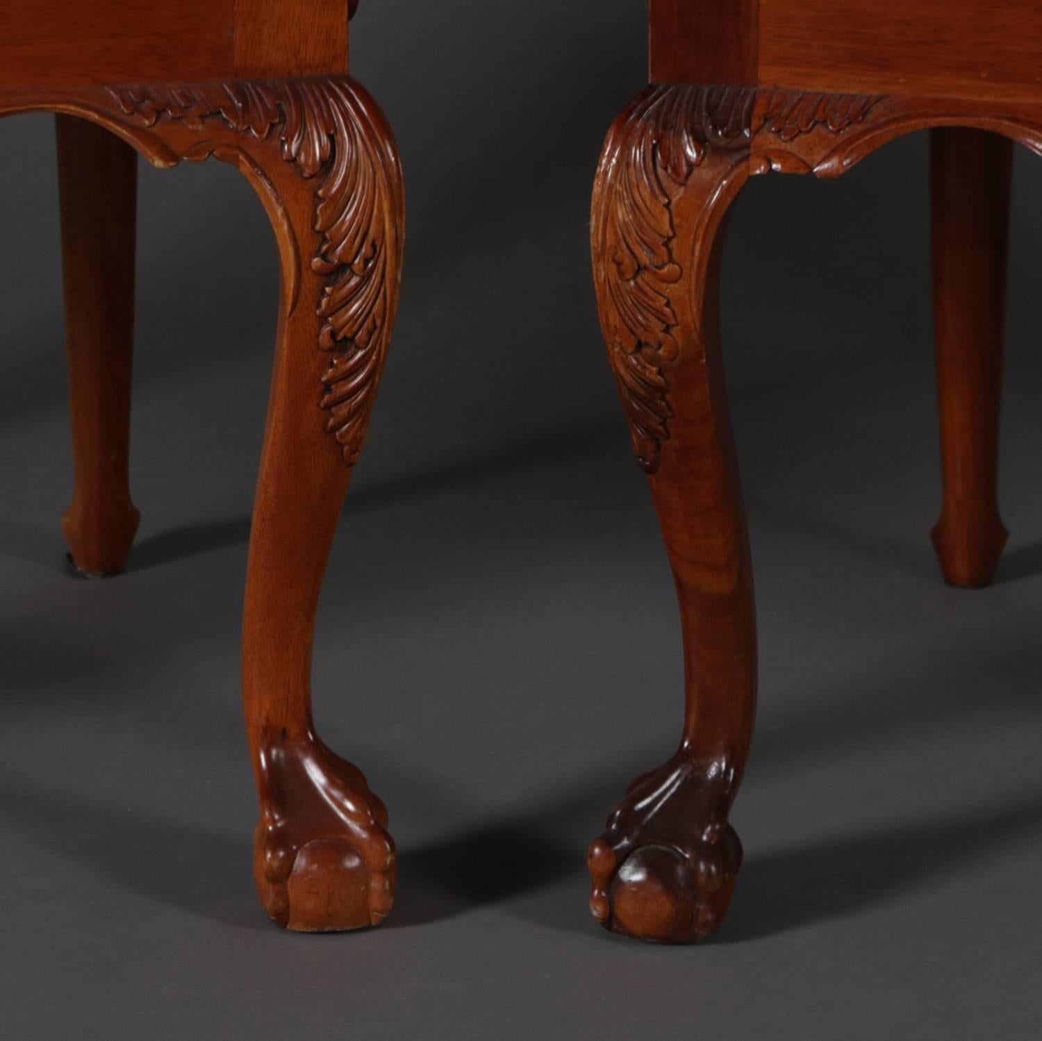 Six Baker School Carved Mahogany Chippendale Style Ribbon Back Dining Chairs In Good Condition In Big Flats, NY