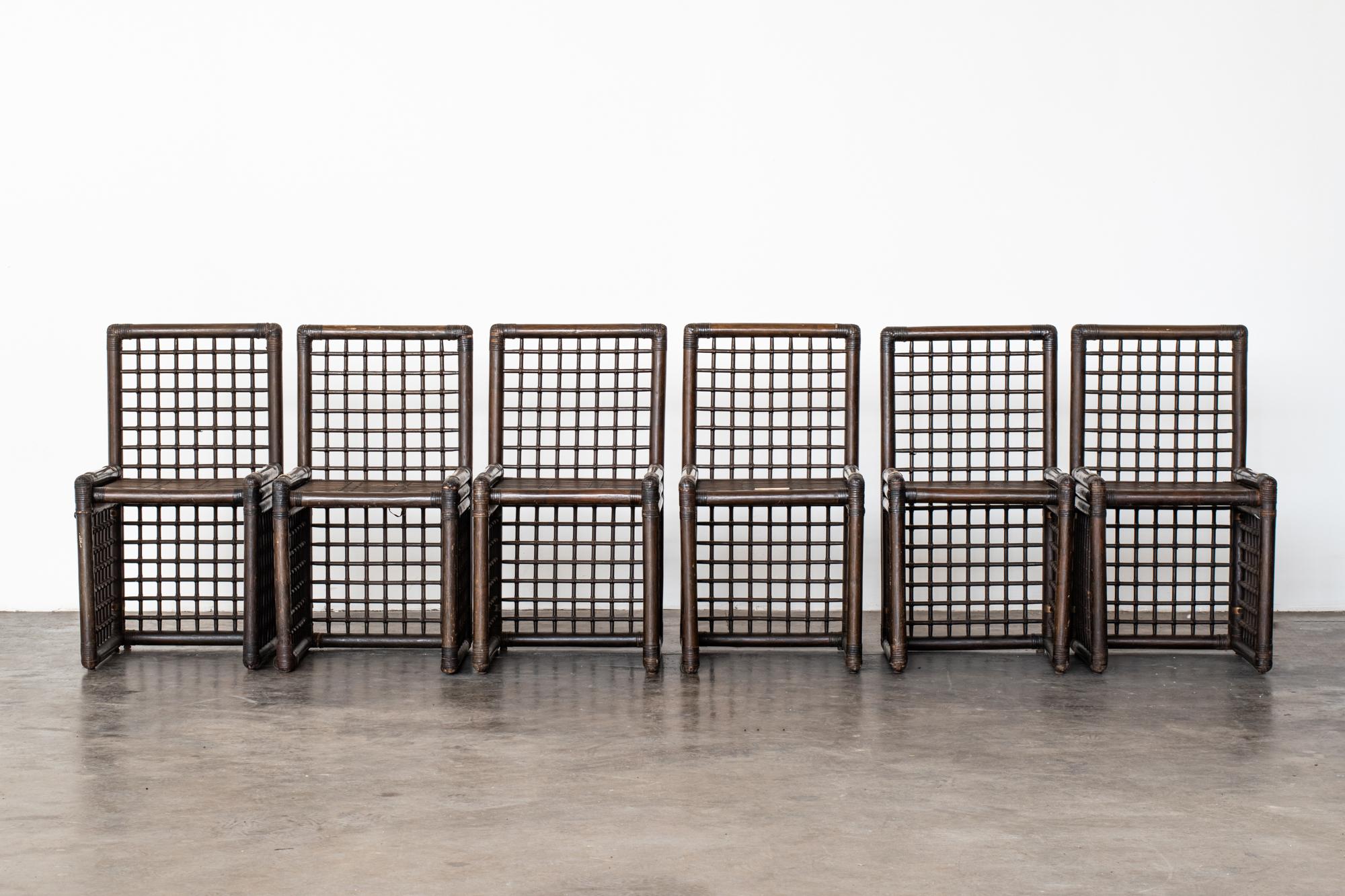 Italian Six Bamboo Chairs Basilian 1, Afra Tobia Scarpa, B&B Label, Mid-Century Modern For Sale