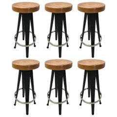Six tabourets de bar d'après Jean Prouvé:: NYC:: vers 1989