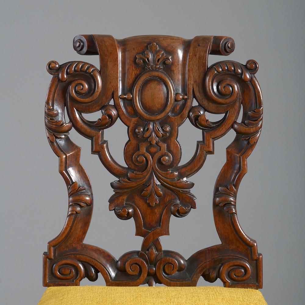 18th Century and Earlier Six Baroque Walnut Chairs