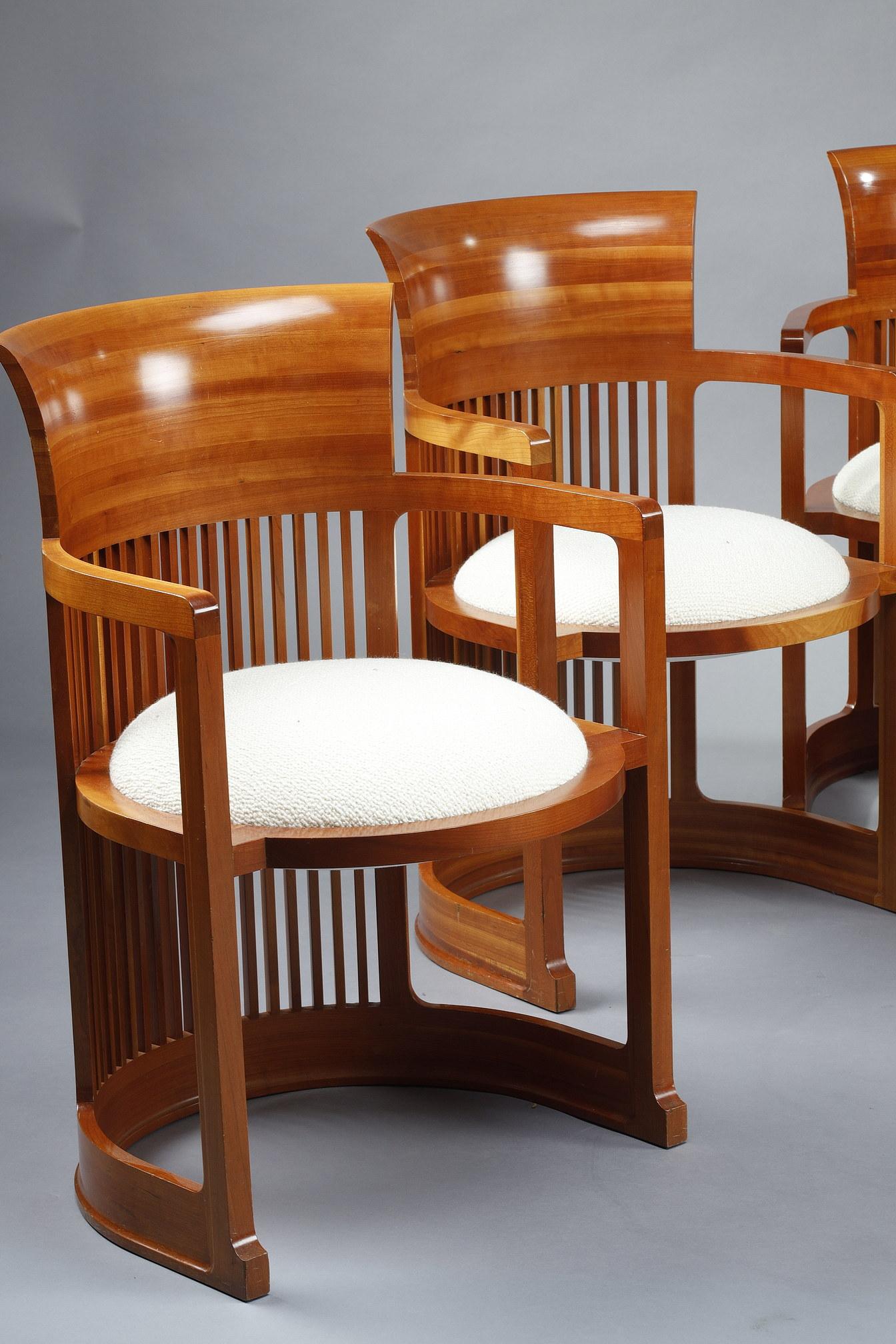 Art déco Six « chaises Barrel » de Frank Lloyd Wright, édition Cassina
