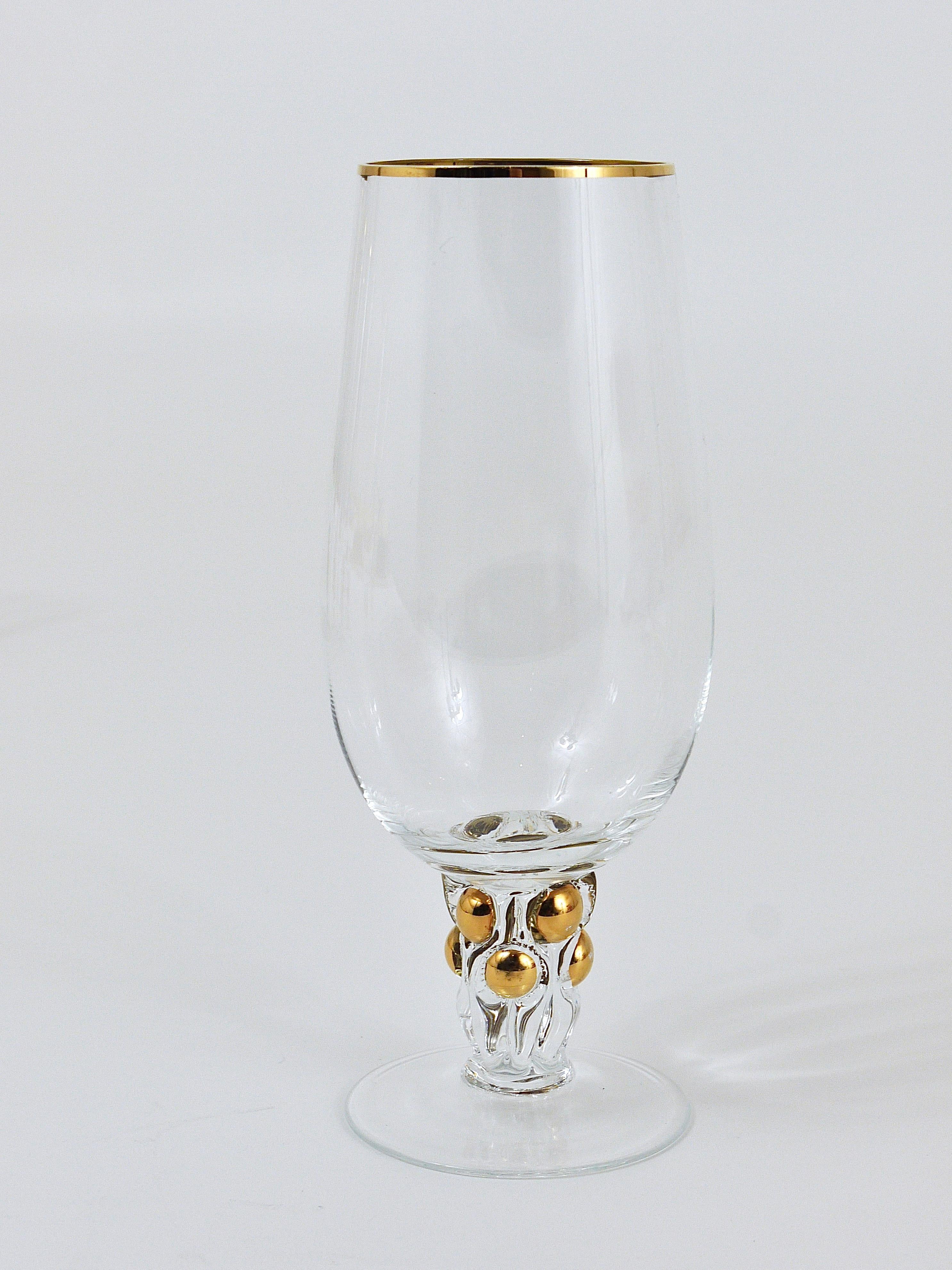 Six Beautiful Danish Lyngby Gold Drinking Glasses, 1960s In Excellent Condition In Vienna, AT