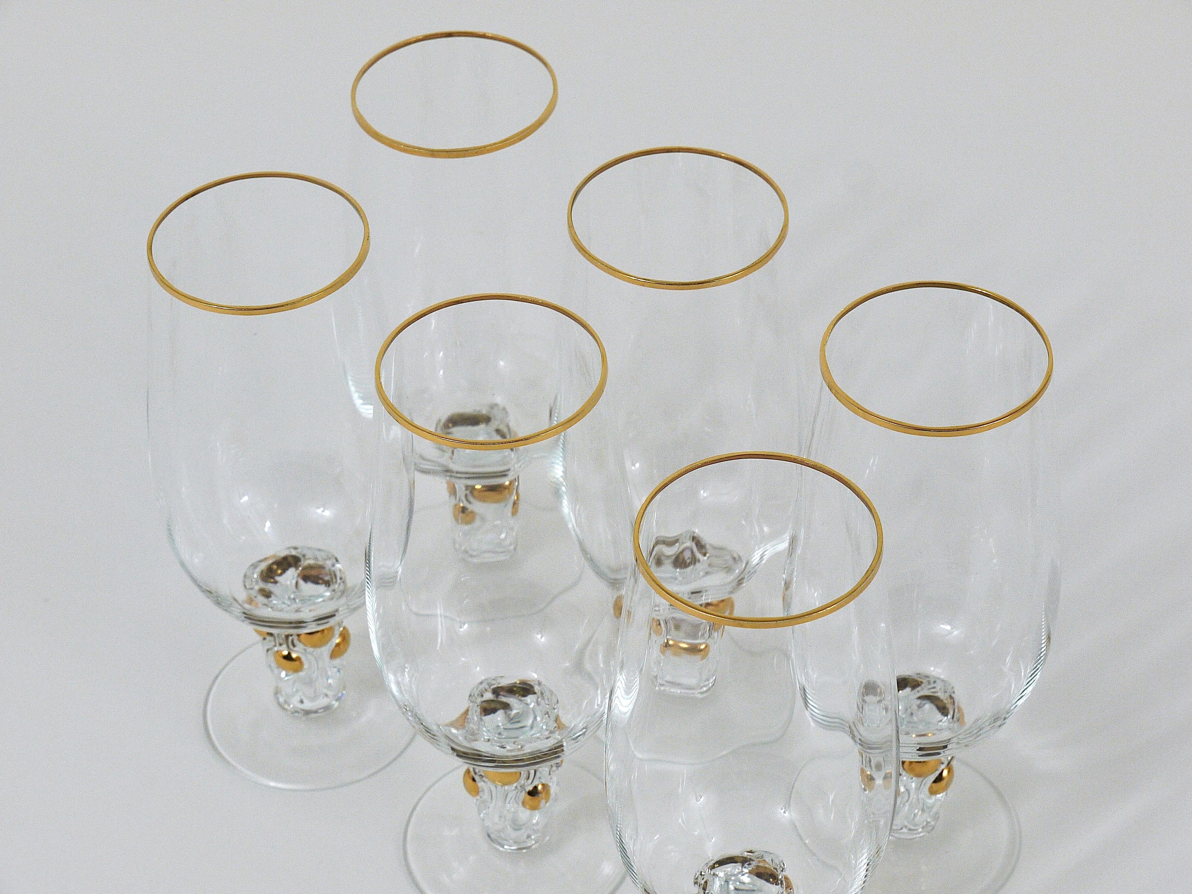 20th Century Six Beautiful Danish Lyngby Gold Drinking Glasses, 1960s