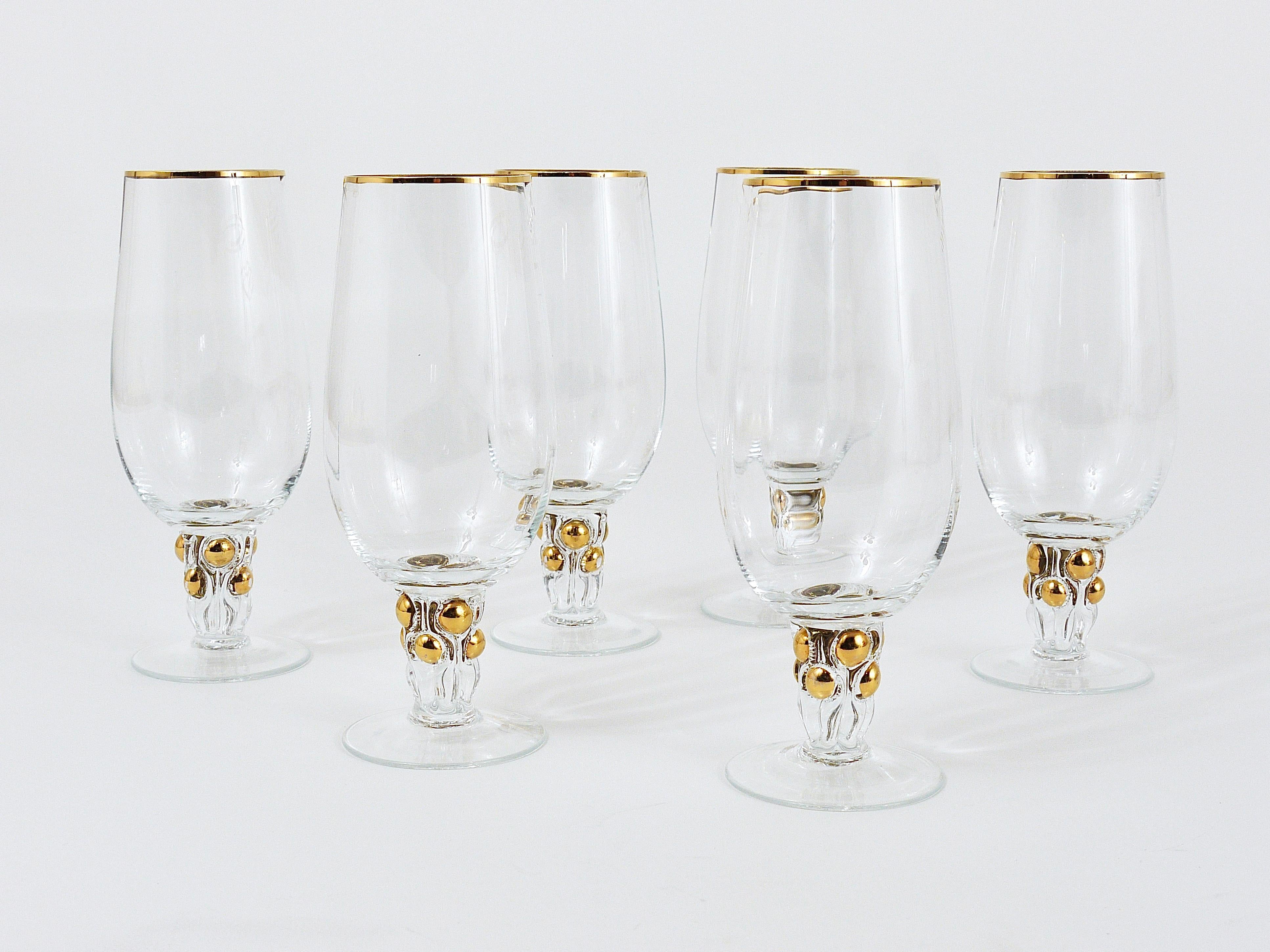 Sechs schöne dänische Lyngby-Gläser aus Gold, 1960er Jahre (Geblasenes Glas) im Angebot