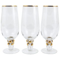 Six Beautiful Danish Lyngby Gold Drinking Glasses, 1960s