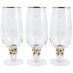 Vintage Six Glamorous Art Deco Gold Ball Drinking Glasses by Lyngby, Denmark, 1960s