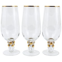 Retro Six Beautiful Danish Lyngby Gold Drinking Glasses, 1960s