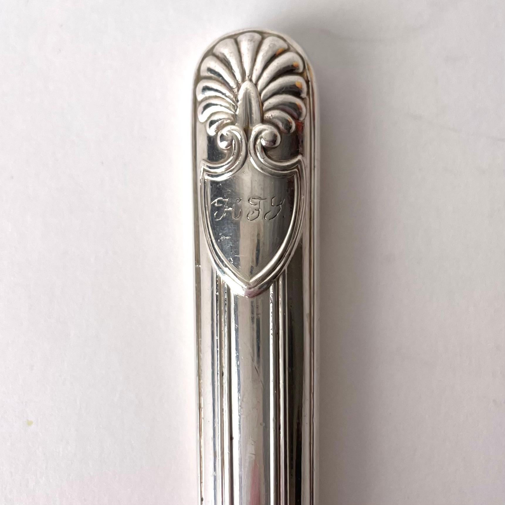 Karl Johan Six beautiful Fruit Knives in Silver by Adolf Zethelius, Stockholm from 1836 For Sale