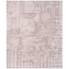 Six Beige - Contemporary Luxury Hand Knotted Wool Bamboo Silk Allo Rug