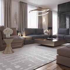 Six Beige - Contemporary Luxury Hand Knotted Wool Bamboo Silk Allo Rug