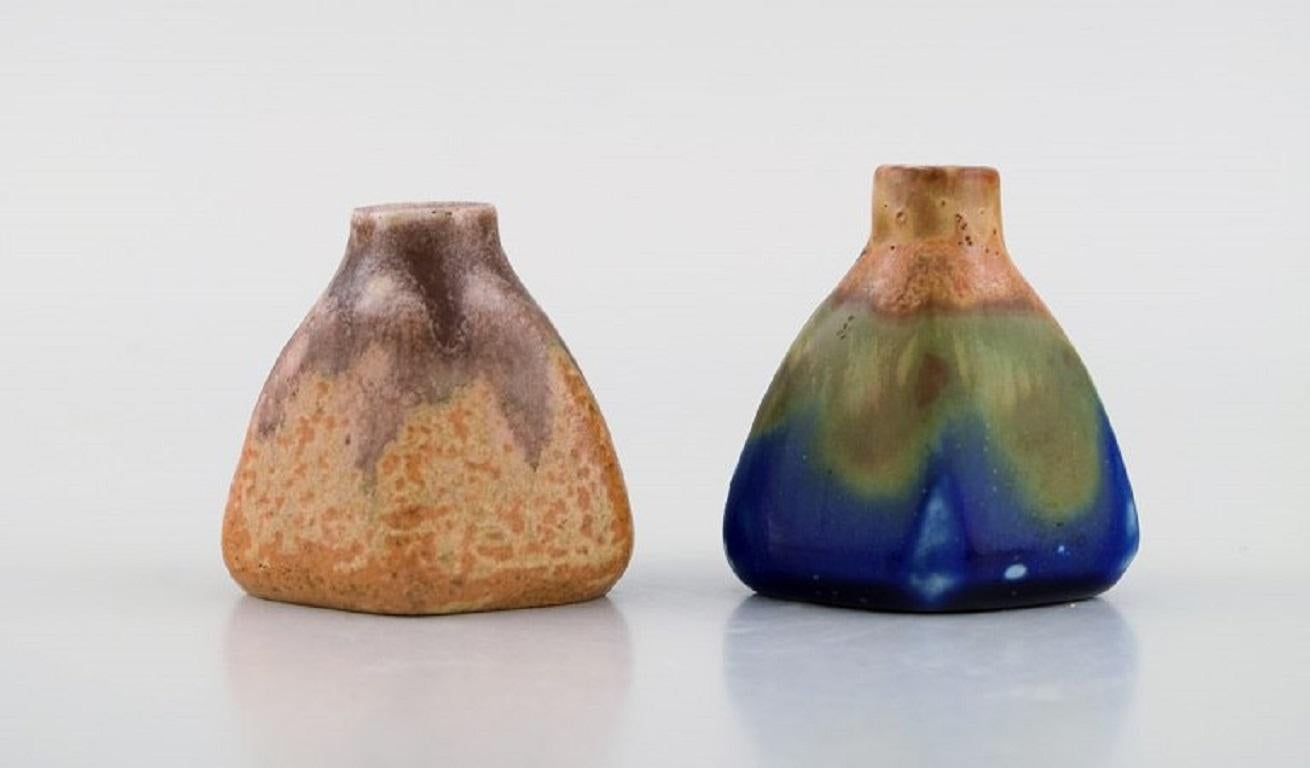 Six Belgian Miniature Vases in Glazed Ceramics, Mid-20th C. In Excellent Condition In Copenhagen, DK