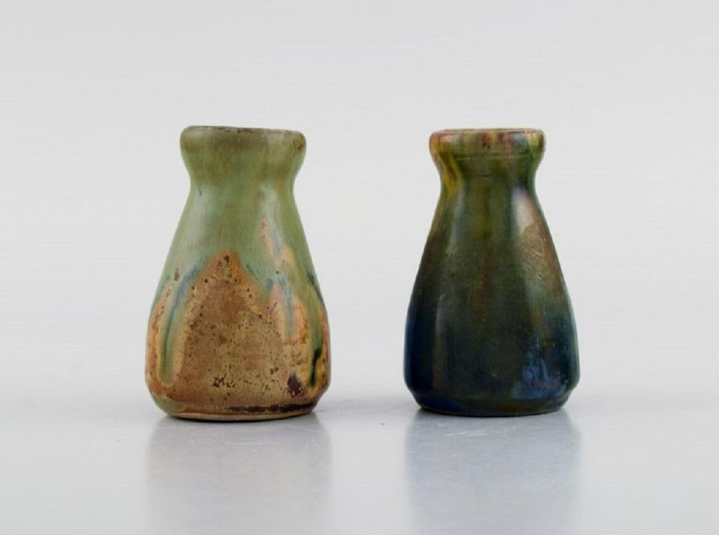 Six Belgian Miniature Vases in Glazed Ceramics, Mid-20th C. 1