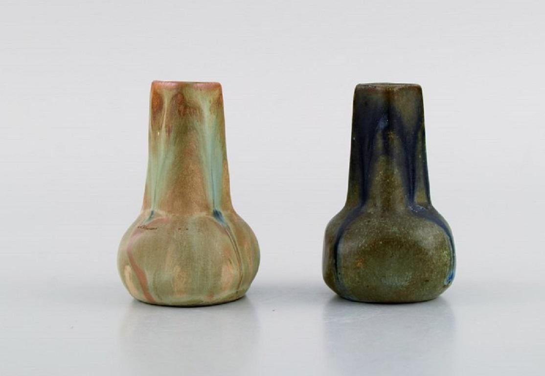 Six Belgian Miniature Vases in Glazed Ceramics, Mid-20th C. 2